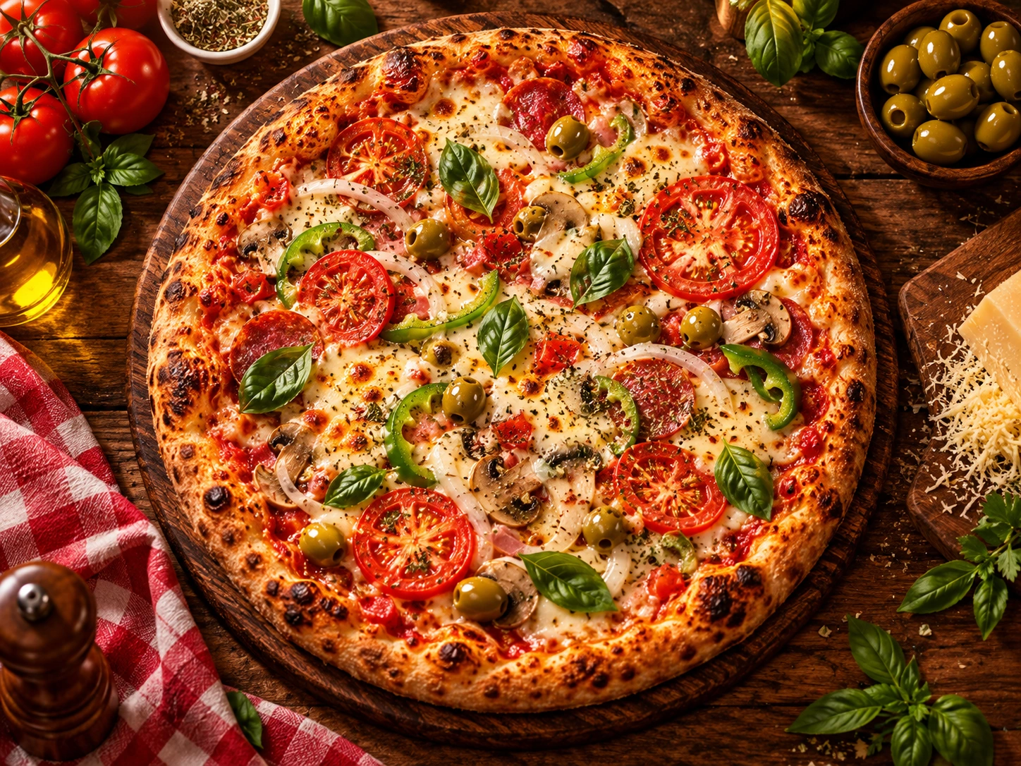 Pizza artesanal vista de cima